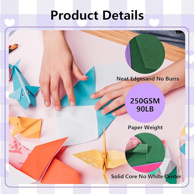 15 Sheets Pink Cardstock 12"x12", 250gsm/90lb Heavyweight Cover Cardstock Paper - Image 3