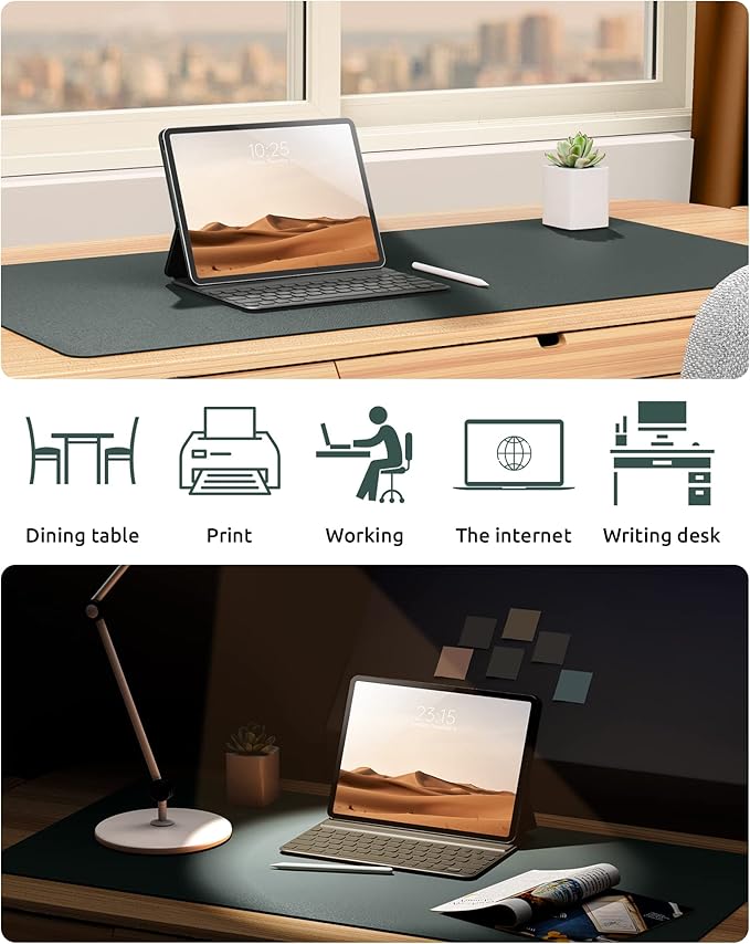 YSAGi Leather Desk Pad Protector, Office Desk Mat, Large Mouse Pad, Non-Slip PU - Image 6