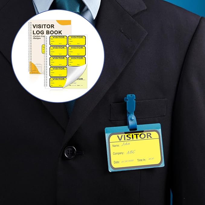 2 Pack Visitor Badges with Carbon Copy Visitor Stickers Letter Size Visitor Log - Image 7
