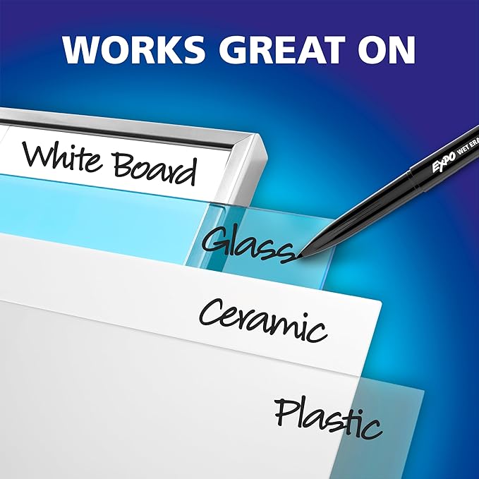 EXPO Visa Vis Wet Erase Markers Fine Point Black 12-Pack Ideal - Image 7