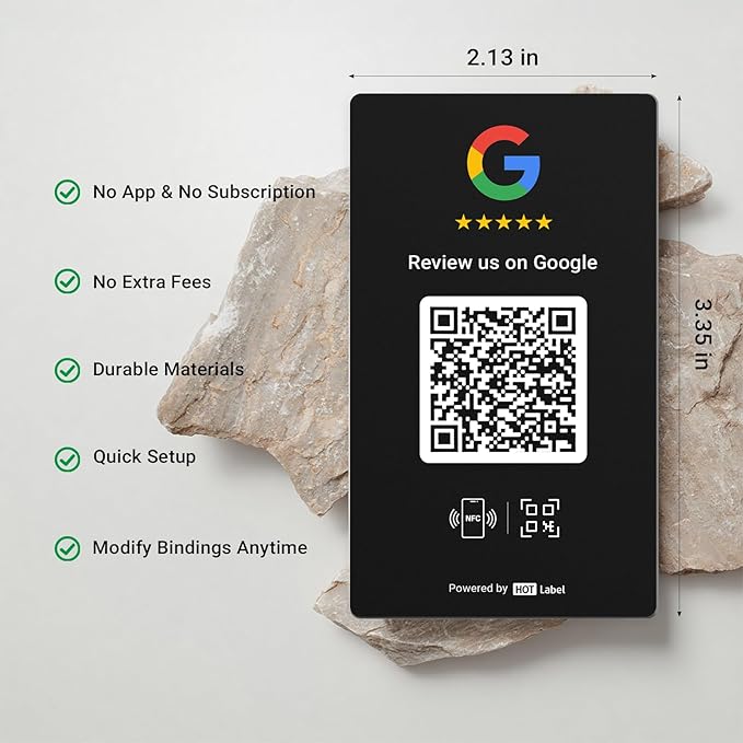HotLabel Review Card 5-Pack + For Boosting Business Reviews + Black + NFC Tap & - Image 3