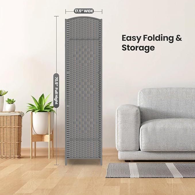 8 Panel Room Divider, 6Ft Folding Privacy Screen, Tall - Image 7