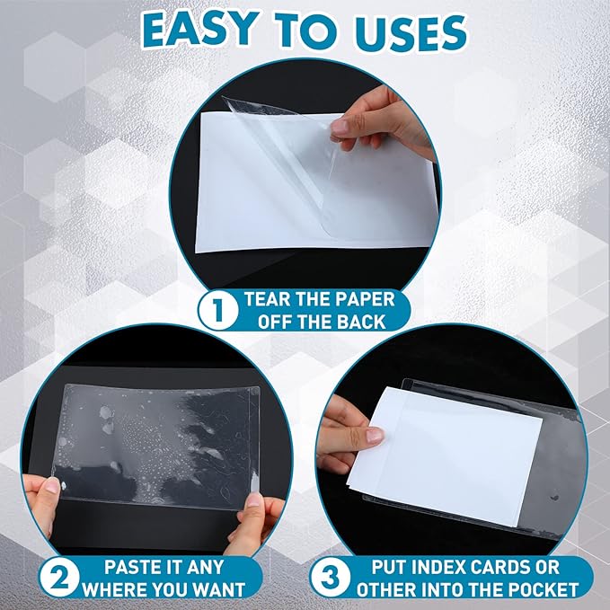 Outus Self Adhesive Shop Ticket Holders Clear Plastic Sleeves Adhesive Pockets - Image 4