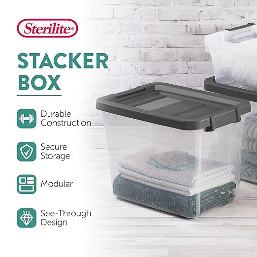 Sterilite 24-Pack Modular Stacker Box, Durable Clear Plastic Storage Bins - Image 2