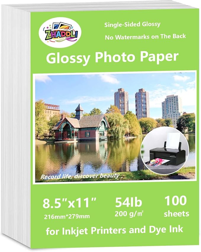 ZHADDLI Inkjet Glossy Photo Paper, 8.5X11 Inches, Compatible by Unknown