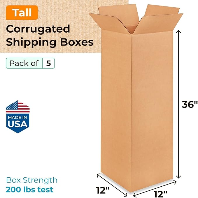 Tall Moving & Shipping Boxes 12 x 12 x 36 inches - Image 2