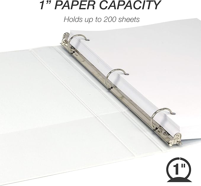 Samsill Durable 1 Inch Binder, Made in The USA, Round Ring Customizable Clear - Image 3