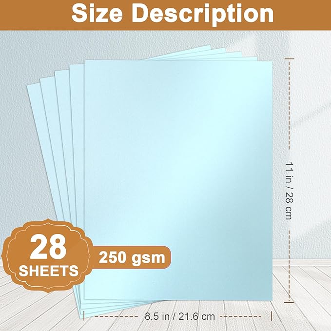 Silunkia 28 Sheets Blue Shimmer Cardstock 8.5 x 11 Premium Paper, 250gsm/92lb - Image 2