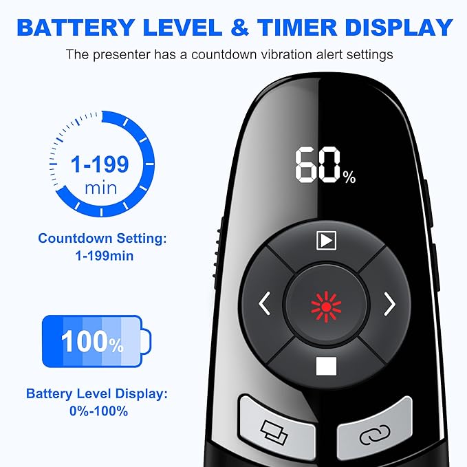 Rechargeable Presentation Clicker Wireless Presenter Remote w Laser Pointer - Image 5