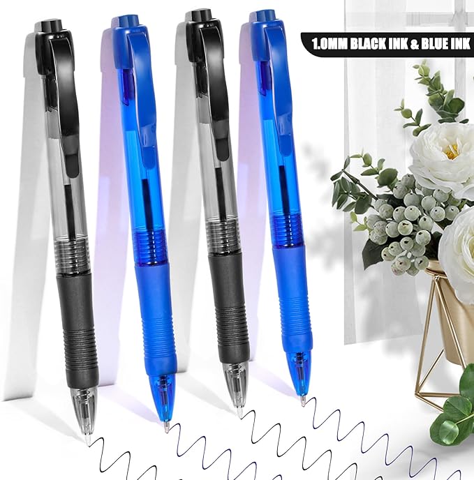 deegtran Pens Bulk, 50 Pack No Bleed Black & Blue Ink Click Pens - Image 3