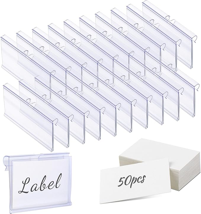 Meetory 50 PCS Clear Plastic Label Holders by Meetory