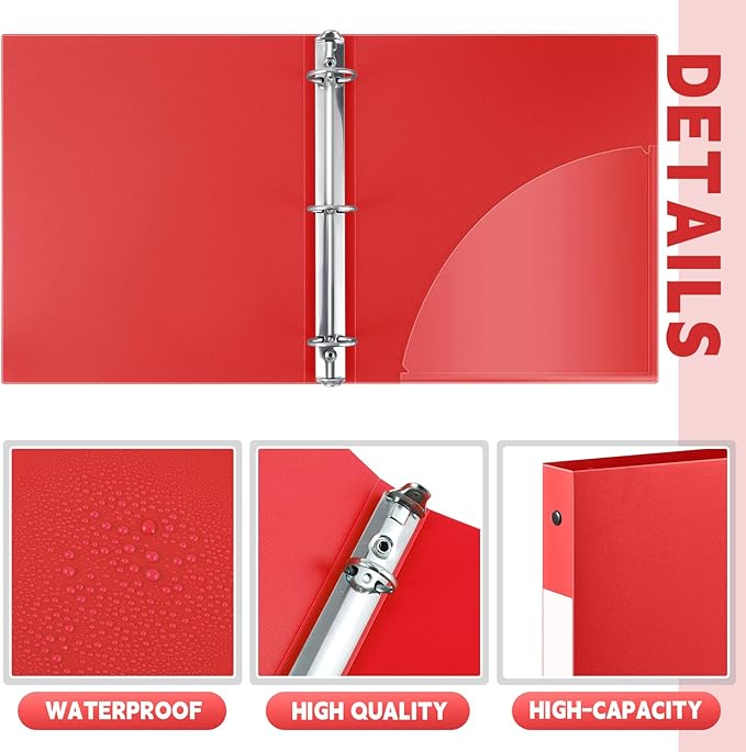 Henoyso 36 Pcs 3 Ring Binder 0.5 Inch Round Fits Letter Size 8.5'' x 11'' Paper - Image 3