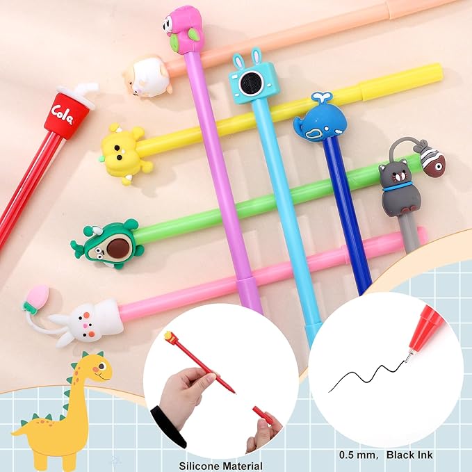 BESARME 60 PCS Cartoon Fun Pens - Image 5