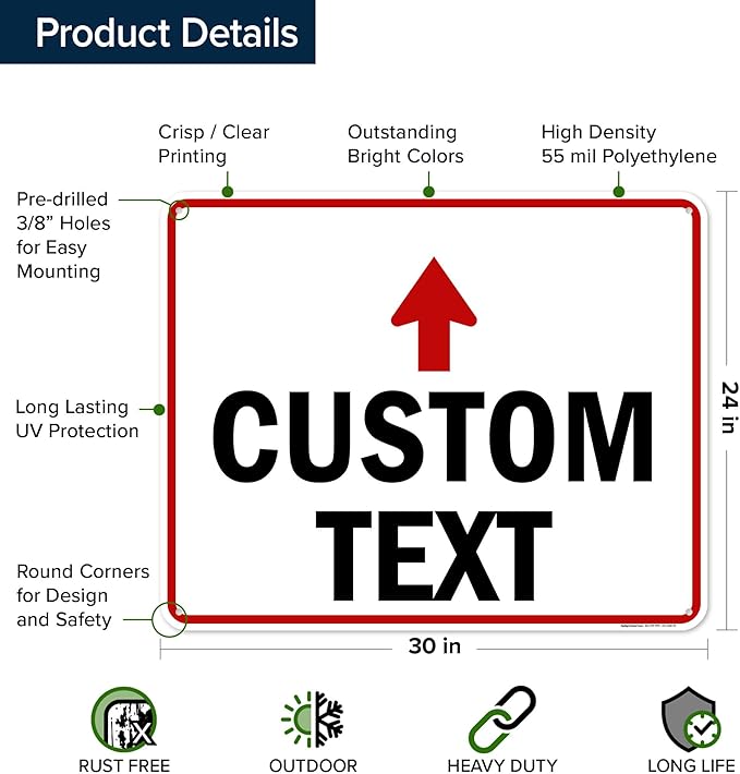 Custom Arrow, Custom Directional Sign, Up Arrow, 24x30 Inches, 55 mil thick - Image 6