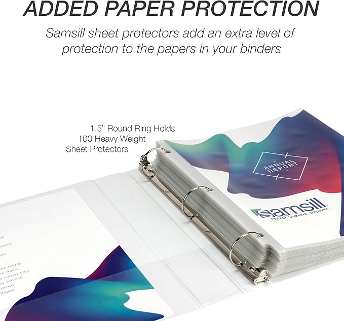 Samsill Durable 1.5 Inch Binder, Made in The USA, Round Ring Customizable Clear - Image 6