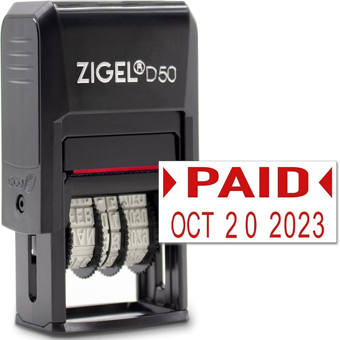 ZIGEL D50 Date Stamp with Paid by ZIGEL