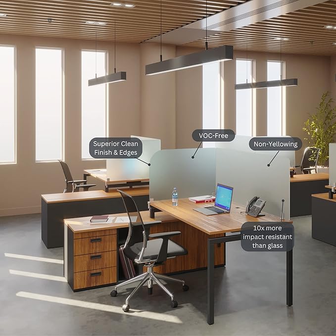 VaRoom Studio Wing Desktop Privacy Panel – Frosted Acrylic Clamp-on Desk - Image 2