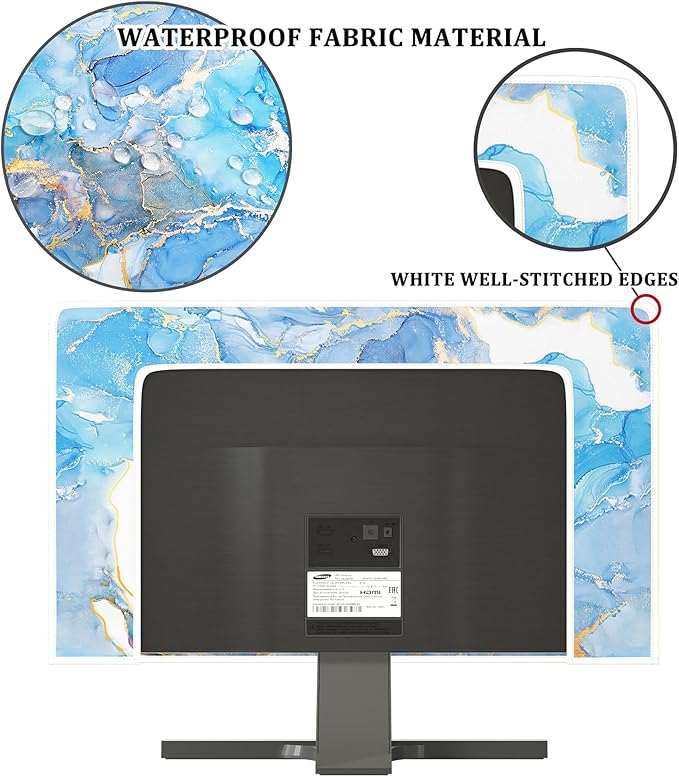 Baocicco Baby Blue Gold Marble Waterproof Screen TV Cover 32 Inch Modern - Image 3
