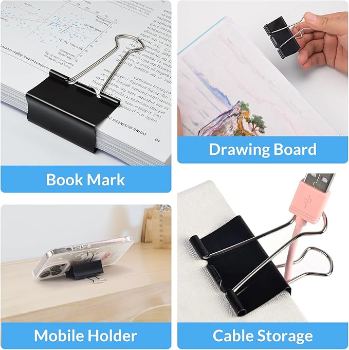 2 Inch 12 Pack Extra Large Binder Clips, Jumbo Paper Clips, Big Paper Clamps - Image 5