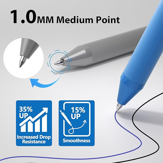 JIMMIDDA Pens Bulk, 107 Pack Ballpoint Black & Blue Ink, 1.0MM Medium Point - Image 2