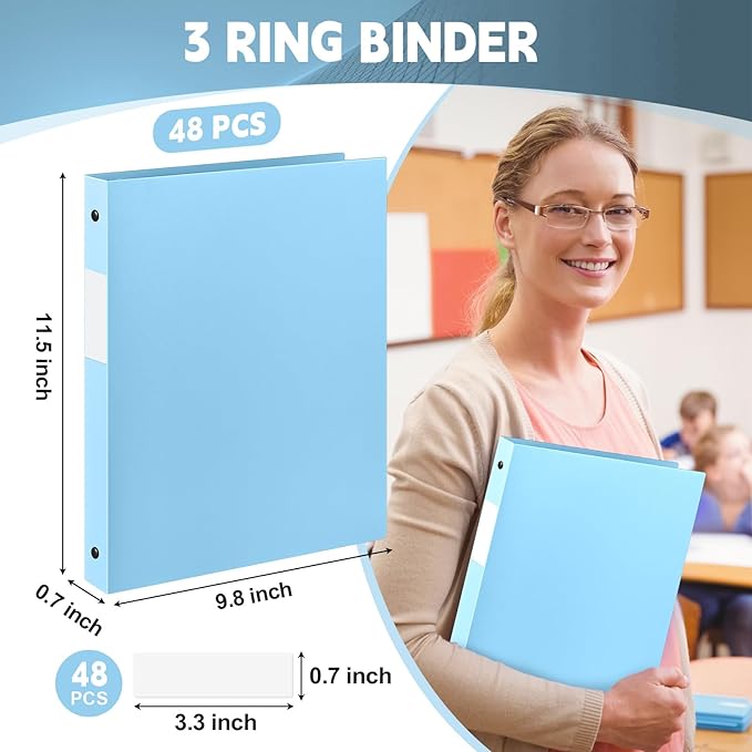 Henoyso 48 Pcs 3 Ring Binder 0.5 Inch Round Fits Letter Size 8.5'' x 11'' Paper - Image 2