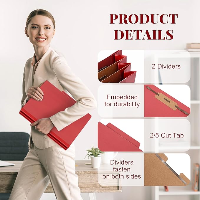 Skyygemm 48 Pcs Classification Folders Letter Size, 2 Divider Pressboard File - Image 3