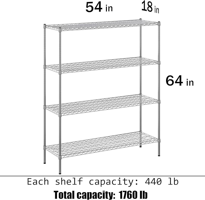 Regal Altair 18" Deep x 54" Wide x 64" Height Wire Shelving Kit | 4-Tier | NSF - Image 3