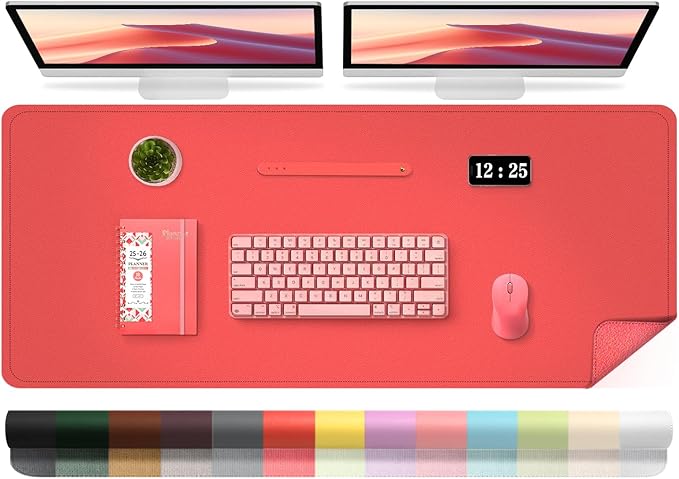 Large Desk Pad 47.2" x 17", Leather Desk Mat Protector, Non-Slip PU Leather by BLESWIN