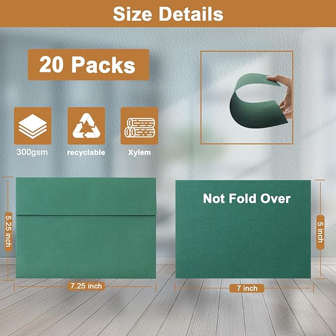 Silunkia 10 Assorted Colors Blank Flat Cards and Envelopes 5 x 7 Heavyweight - Image 2