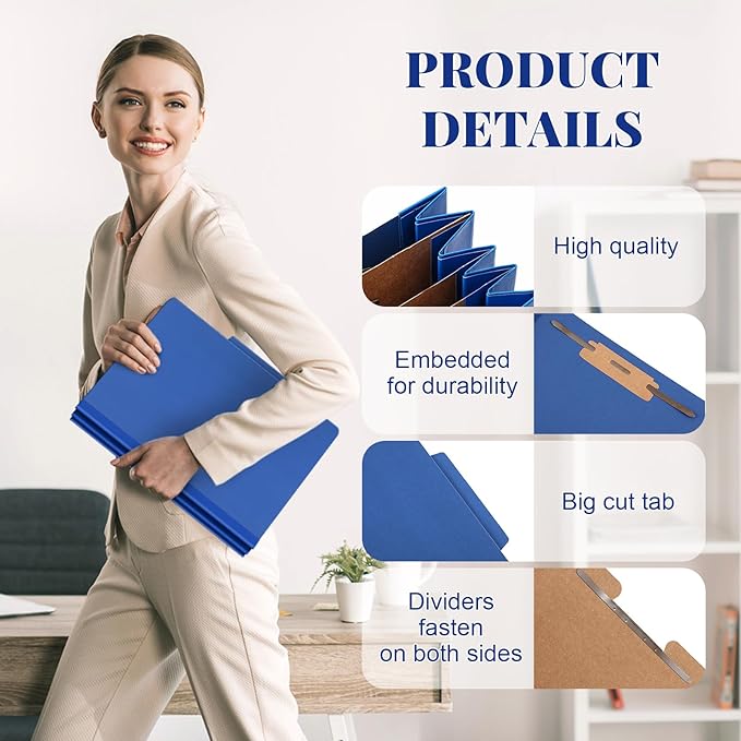 Skyygemm 48 Pcs Classification Folders Letter Size, 3 Divider Pressboard File - Image 5