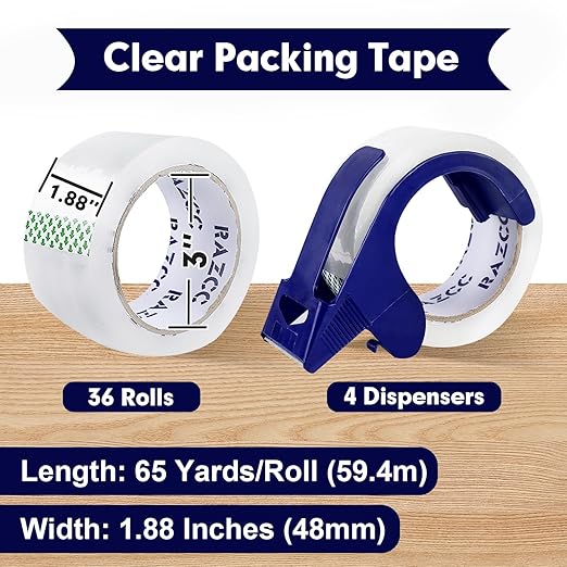 RAZCC Packing Tape, 36 Rolls Clear Heavy Duty Packaging Tape - Image 2