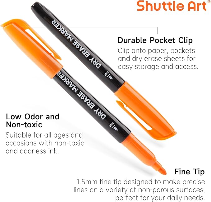 Shuttle Art Dry Erase Markers, 16 Colors Whiteboard Markers, Fine Tip Dry Erase - Image 4