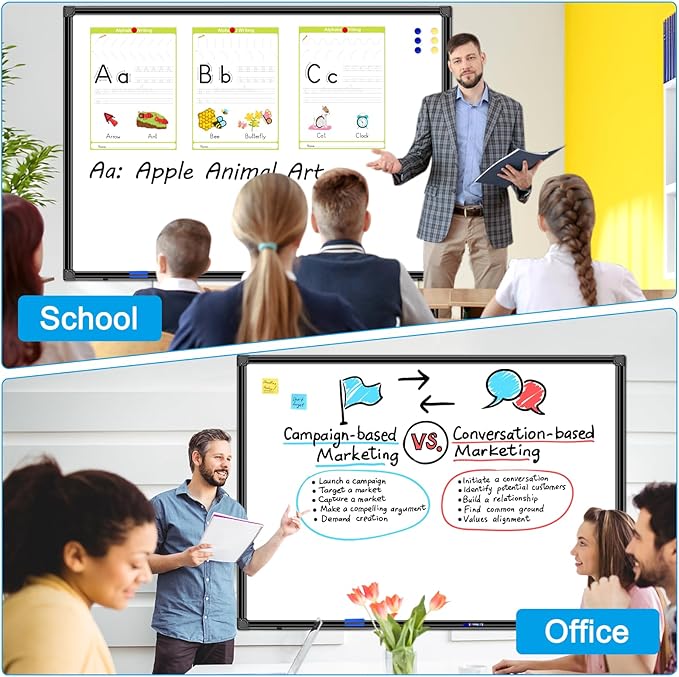 H-Qprobd 40"x30" Magnetic White Board Dry Erase Wall Mount Whiteboard - Image 6