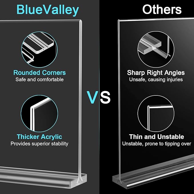 BlueValley Clear Plastic Flyer Sign Holder 8.5 x 11 Standing, Double Sided - Image 6