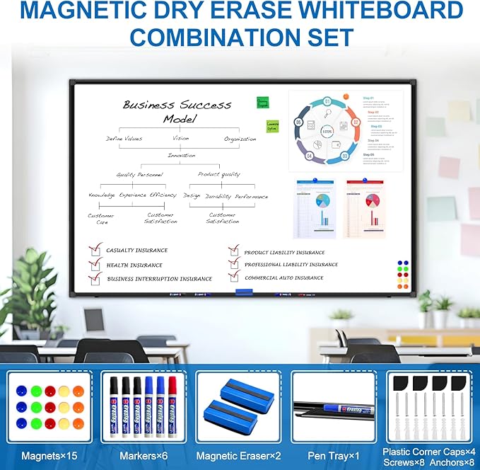 H-Qprobd 6'x4' Large Magnetic White Board Dry Erase Whiteboard - Image 5