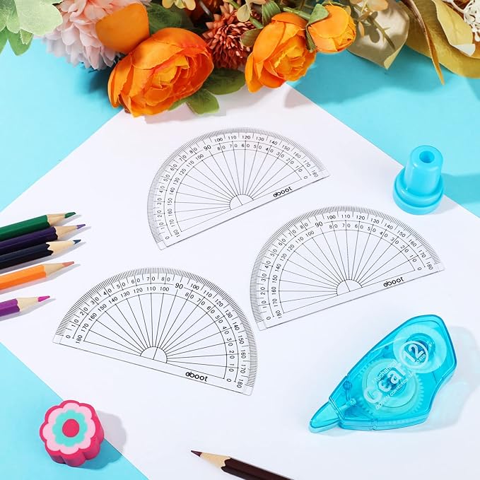 Zonon 200 Pcs 4 Inch Clear Plastic Protractor Bulk Math Protractors Set 180 - Image 5
