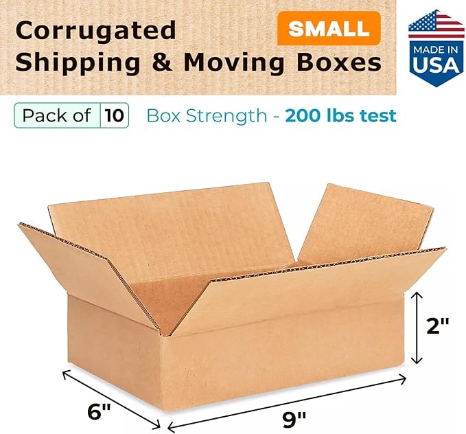 Small Moving & Shipping Boxes 9x6x2 inches - Image 2