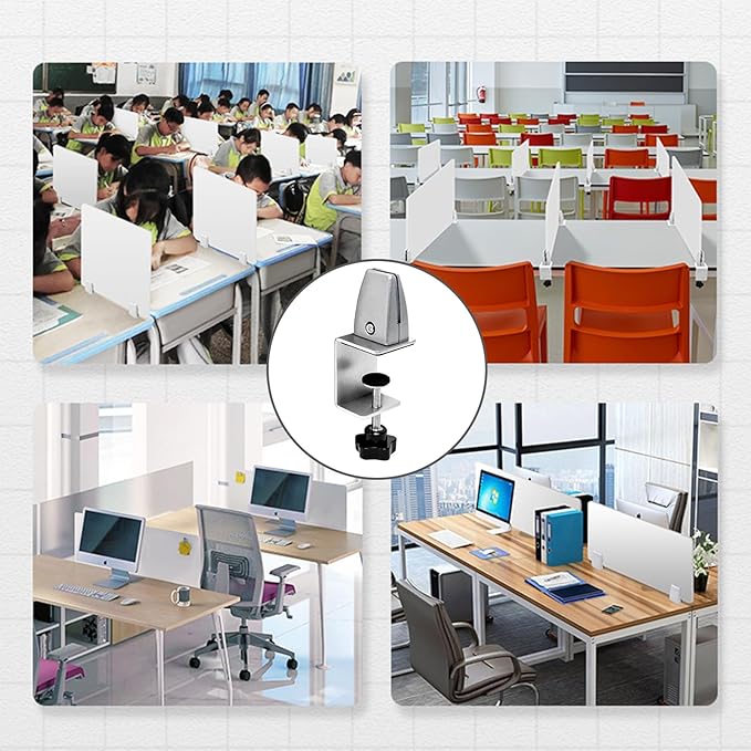 Heavy Duty Sneeze Guard Clamp For 0.1" to 1" Thick Panel, Desk Partition - Image 8