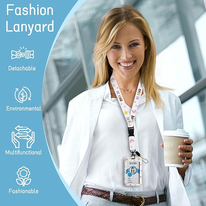 ID Badge Holder with Lanyard, Retractable Badge Holders Reels, Breakaway - Image 2
