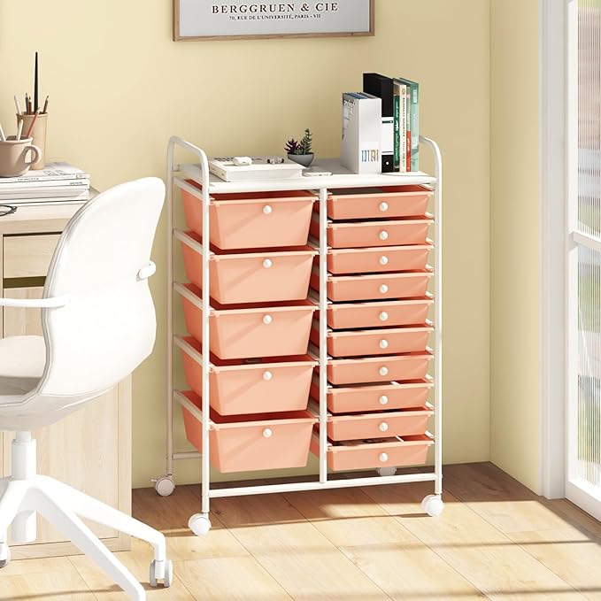 DORTALA 15-Drawer Rolling Storage Cart - Image 2