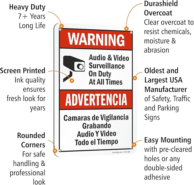 SmartSign 2-Pack 'Warning Audio And Video Surveillance On Duty At All Times' - Image 4