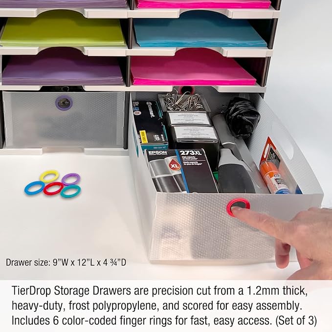Desktop Organizer 6 Letter Tray Sorter Plus Riser Storage Base & 3 Storage - Image 6