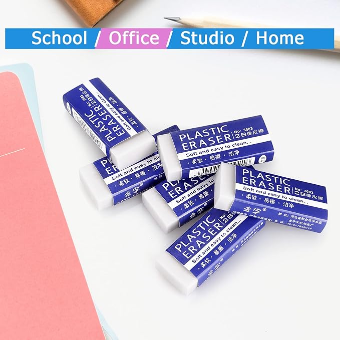 Tamaki 6 Pack Erasers, Large White Erasers - Image 4