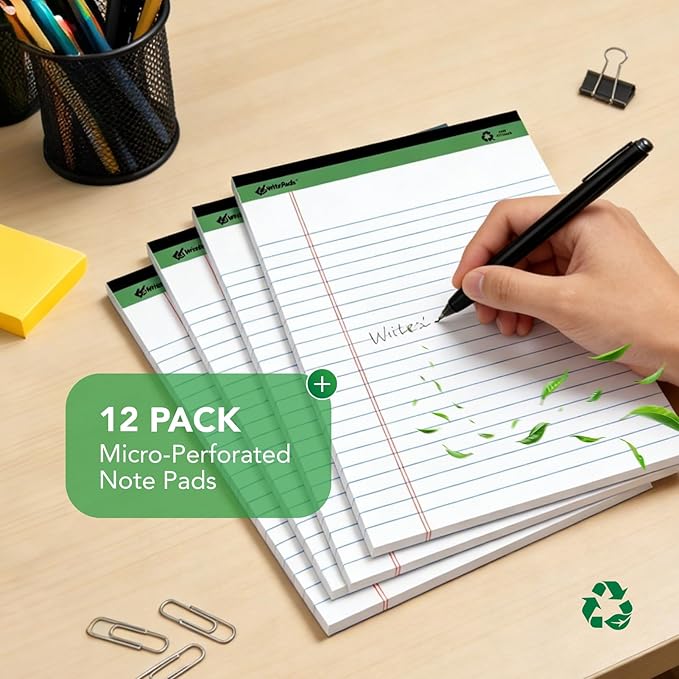 KAISA White Legal Pads Writing Pads Recycled Paper, 8.5"x14" Wide Ruled Lined - Image 5