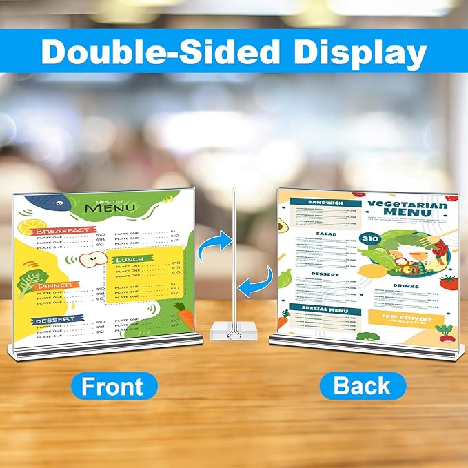 EHWINE 10 Pack Acrylic Sign Holder 8.5 x 11 Horizontal, Double-Sided Stand up - Image 4