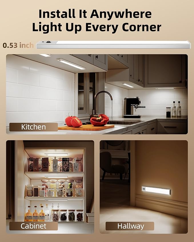 EZVALO 5 Pack Under Cabinet Lighting, 4000mAh Rechargeable Motion Sensor Light - Image 9