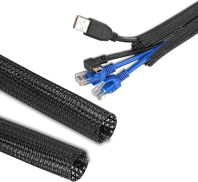 QCSIW 3/4" 25ft Expandable Braided Cable Sleeve Split Wire Loom Tubing – - Image 5