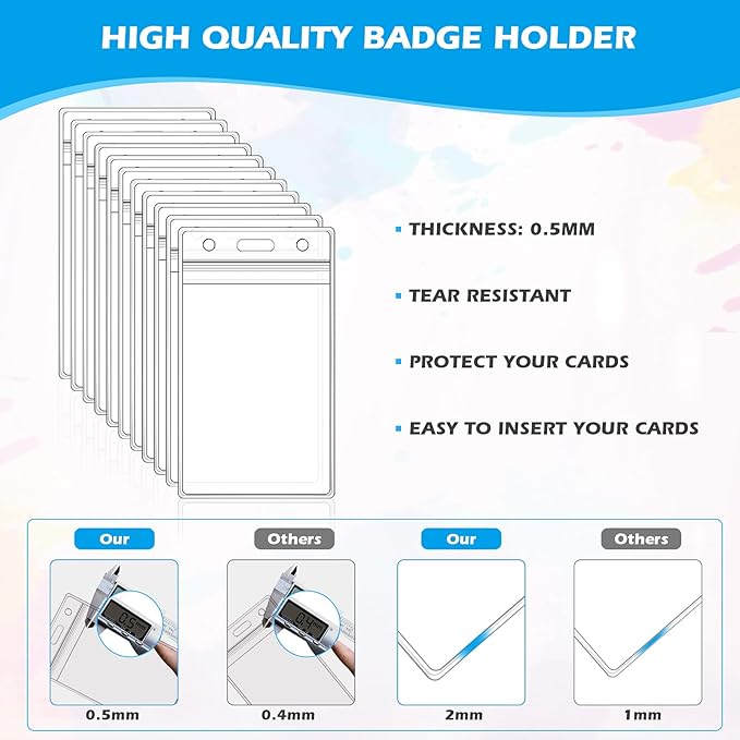 100Pcs ID Badge Holder Vertical Name Tag Holder Clear Plastic Name Badge ID - Image 4