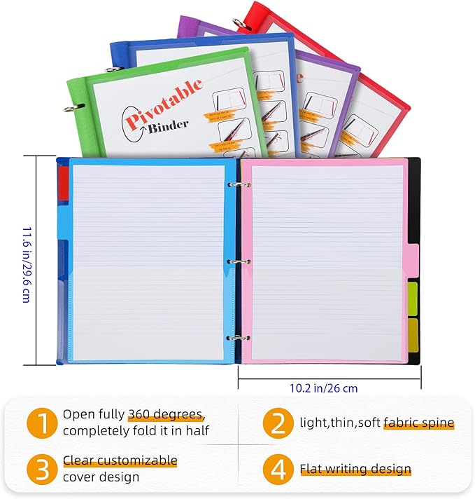 360° Pivotable Project Organizer Binder, Upgraded 3 Ring Binder - Image 3