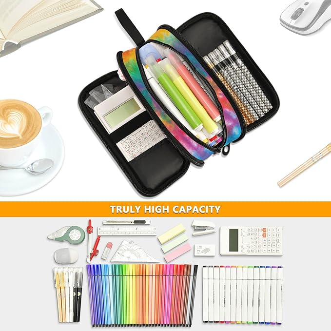 BOENLE Tie Dye Rainbow Pencil Case Box Boys Girls Large Pencil Pouch - Image 5
